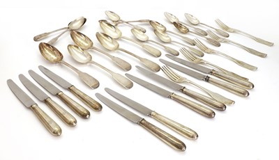 Lot 16 - A matched set of George III Irish silver flatware