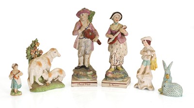 Lot 138 - A pair of Pearlware figures 'Flemish Muse' and 'Partner'