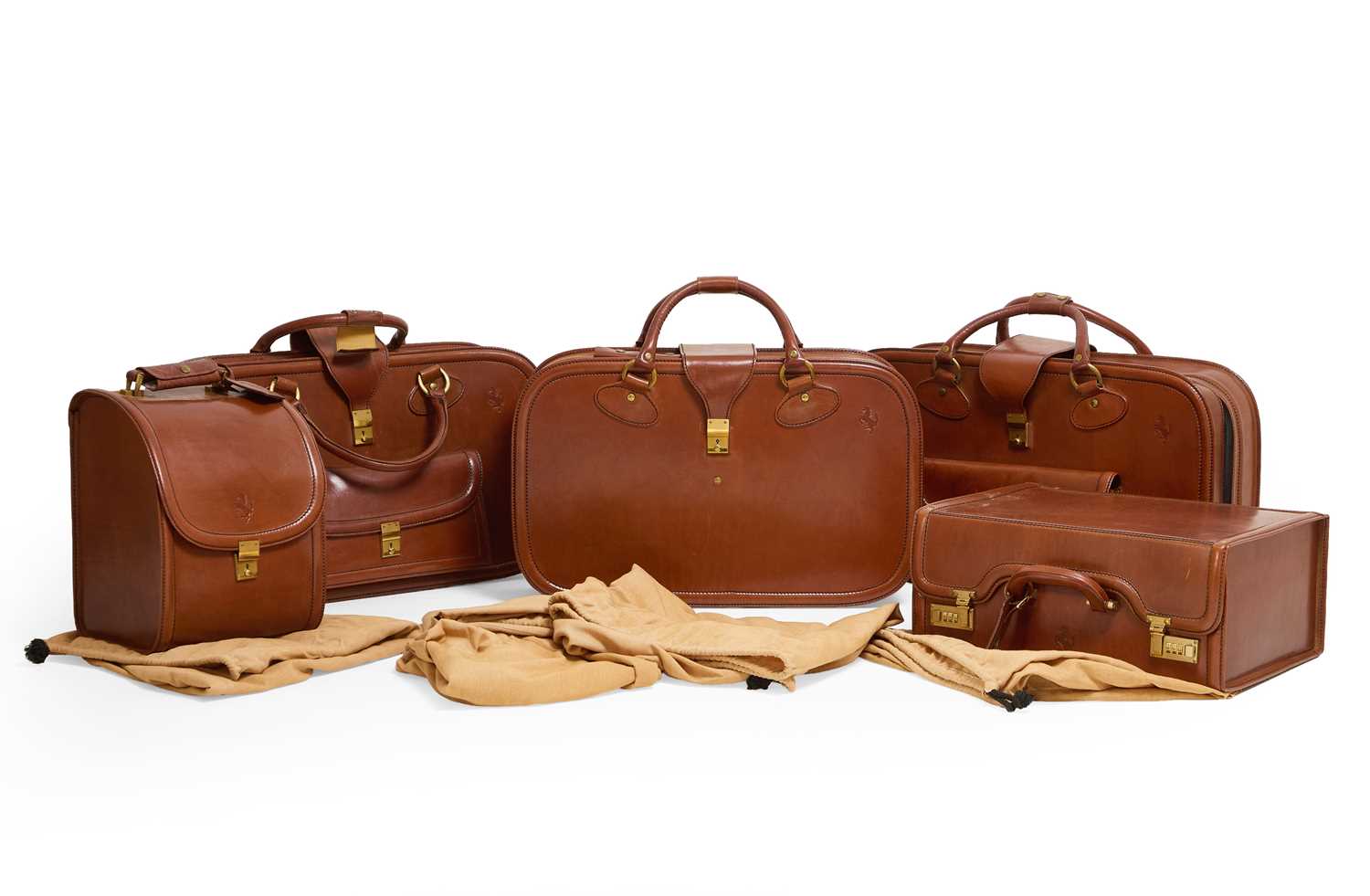 Lot 8 - A Schedoni five-piece leather luggage set for Ferrari