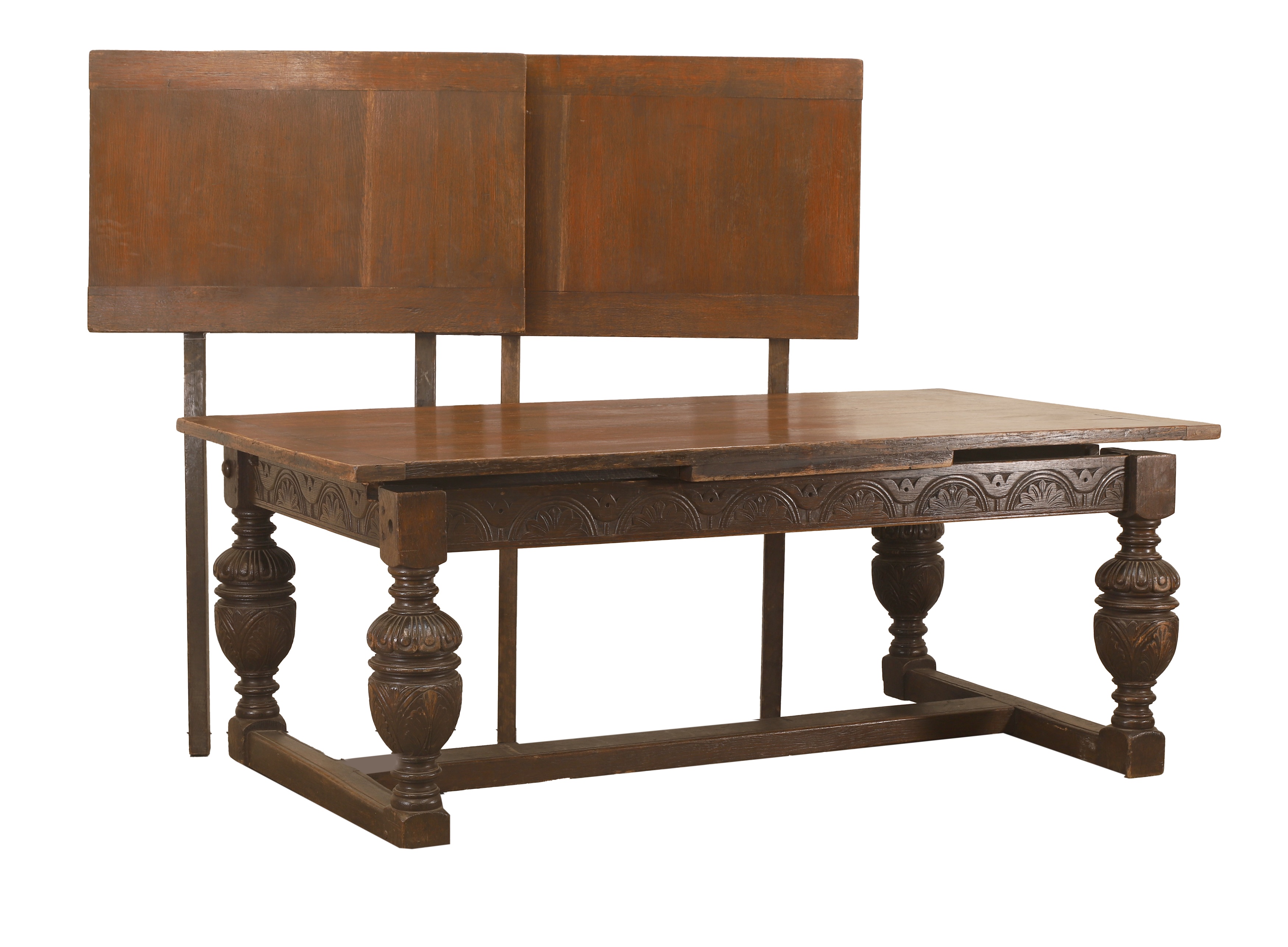 Lot 527 - An Elizabethan-style oak draw-leaf refectory